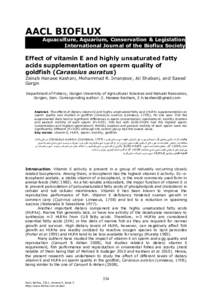 AACL BIOFLUX Aquaculture, Aquarium, Conservation & Legislation International Journal of the Bioflux Society Effect of vitamin E and highly unsaturated fatty acids supplementation on sperm quality of