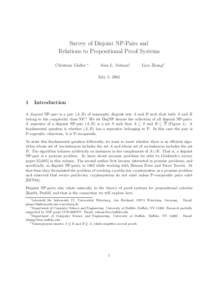 Survey of Disjoint NP-Pairs and Relations to Propositional Proof Systems Christian Glaßer ∗