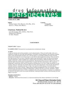 Volume 26 (3), 2006 Editors Barbara Cadario, B.Sc.(Honours), B.Sc.Phm., M.Sc. Karen L.A. Wlock, B.Sc.(Pharm.)  Contents