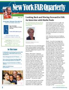 WinterLooking Back and Moving Forward in FAR: An Interview with Sheila Poole By: Gail Haulenbeek, Director, Bureau of Program Monitoring and Practice