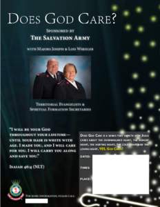 Sponsored by  The Salvation Army with Majors Joseph & Lois Wheeler  Territorial Evangelists &