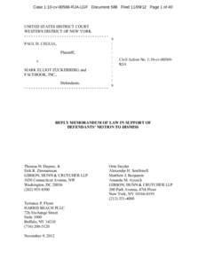 Case 1:10-cv[removed]RJA-LGF Document 588 Filed[removed]Page 1 of 40  UNITED STATES DISTRICT COURT WESTERN DISTRICT OF NEW YORK -----------------------------------PAUL D. CEGLIA, Plaintiff,