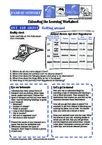 PANDAI! SUPPORT www.curriculum.edu.au/pandai Extending the Learning Worksheet OUT AND ABOUT Getting around Reality check