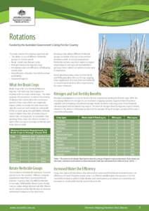 Rotations Funded by the Australian Government’s Caring For Our Country The main reasons for rotating crops include: •	 The ability to use of different herbicide groups to control weeds •	 Break cereal crop disease 