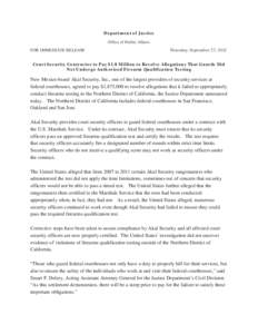 Department of Justice Office of Public Affairs FOR IMMEDIATE RELEASE Thursday, September 27, 2012