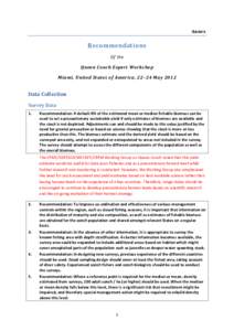 Annex  Recommendations Of the Queen Conch Expert Workshop Miami, United States of America, 22–24 May 2012