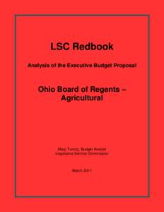 LSC Redbook Analysis of the Executive Budget Proposal Ohio Board of Regents – Agricultural