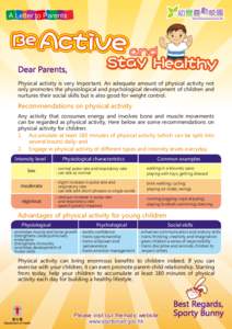 A Letter to Parents - Be Active and Stay Healthy