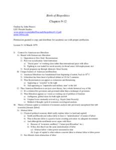 Birth of Biopolitics Chapters 9-12 Outline by John Protevi LSU French Studies www.protevi.com/john/Foucault/biopolitics9-12.pdf [removed]