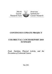 CONTINUOUS UPDATE PROJECT  COLORECTAL CANCER REPORT 2010