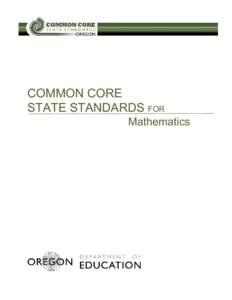 COMMON CORE STATE STANDARDS FOR Mathematics Oregon Common Core State Standards for Mathematics