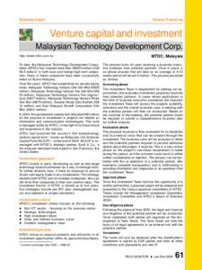 Business Coach  Venture Financing Venture capital and investment Malaysian Technology Development Corp.