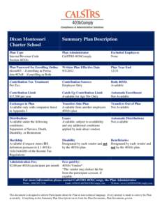 Dixon Montessori Charter School Summary Plan Description  Plan Type