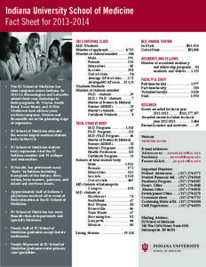 Indiana University School of Medicine Fact Sheet for[removed]ENTERING CLASS