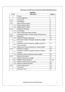 Measurement of Volatile Organic Compounds at Taloja & Mahad Industrial area.  CONTENTS Sr. No.  Description