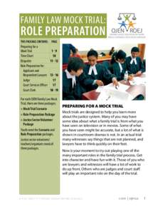 Family Law Mock Trial:  Role Preparation This package contains: PAGE  Preparing for a