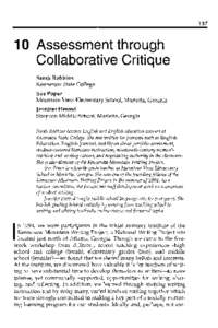  	Assessment through Collaborative Critique Sarah Robbins Kennesaw State College