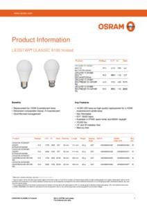 www.osram.com  Product Information LEDSTAR® CLASSIC A100 frosted  Benefits