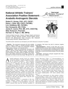 Journal of Athletic Training 2012;47(5):567–588 doi: [removed][removed] Ó by the National Athletic Trainers’ Association, Inc www.nata.org/journal-of-athletic-training