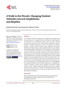 A Walk in the Woods: Changing Student Attitudes toward Amphibians and Reptiles