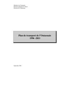 Ministère des Transports Direction générale de l’Ouest Direction de l’Outaouais