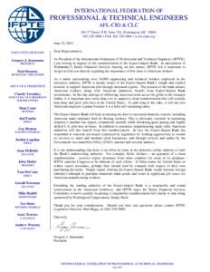 INTERNATIONAL FEDERATION OF  PROFESSIONAL & TECHNICAL ENGINEERS AFL-CIO & CLC 501 3rd Street, NW, Suite 701, Washington, DC[removed]4880 • FAX[removed] • www.ifpte.org