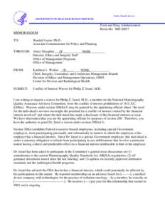 Public Health Service DEPARTMENT OF HEALTH & HUMAN SERVICES Food and Drug Administration Rockville MD[removed]MEMORANDUM