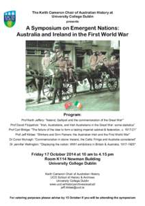 Europe / Gallipoli Campaign / Film / New Zealand / Irish Australian / University College Dublin / Gallipoli / Dublin / Keith Jeffery / Irish genealogy / Dardanelles / Geography of Europe