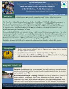 EPA School IPM Grant Fact Sheet 2012 Grantee: City of New Orleans Mosquito, Termite, and Rodent Control Board