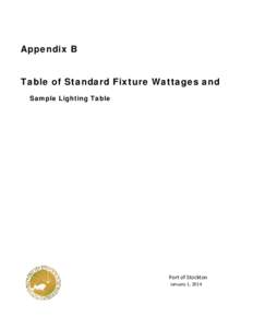 Appendix B Table of Standard Fixture Wattages and Sample Lighting Table Port of Stockton January 1, 2014