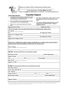 American Azteca Horse International Association PO Box 460 Sturgis, SD 57785 [removed]Email: [removed]  Web Site: www.americanazteca.com Transfer Report Directions:  Transfer Report