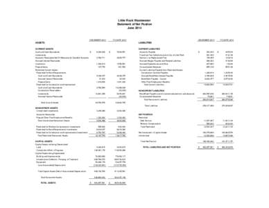 Little Rock Wastewater Statement of Net Postion June 2014 DECEMBER 2013