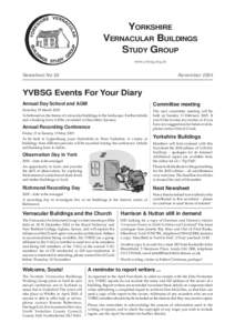 YORKSHIRE VERNACULAR BUILDINGS STUDY GROUP www.yvbsg.org.uk  Newsheet No 38