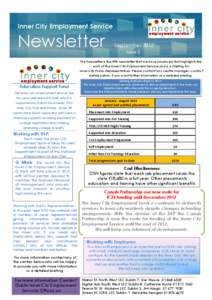 Inner City Employment Service  Newsletter September 2012 Issue 5