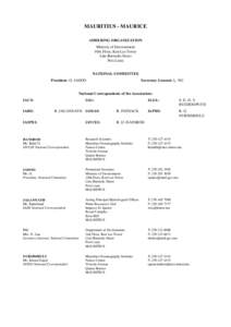 MAURITIUS - MAURICE ADHERING ORGANIZATION Ministry of Environment 10th Floor, Ken Lee Tower Line Barracks Street Port Louis