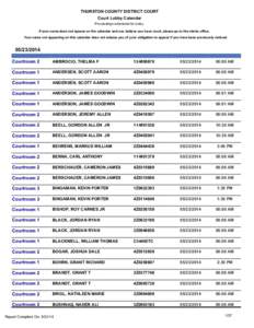 THURSTON COUNTY DISTRICT COURT Court Lobby Calendar Proceedings scheduled for today. If your name does not appear on the calendar and you believe you have court, please go to the clerks office. Your name not appearing on