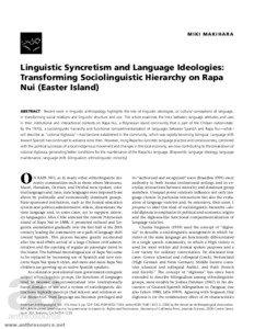 MIKI MAKIHARA  Linguistic Syncretism and Language Ideologies: