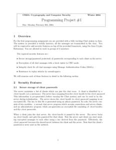 CS255: Cryptography and Computer Security  Winter 2004 Programming Project #1 Due: Monday, February 9th, 2004.