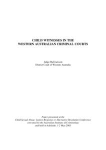 Child witnesses in the Western Australian criminal courts