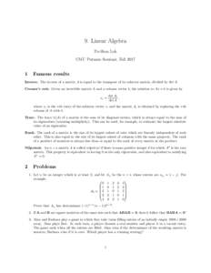 9. Linear Algebra Po-Shen Loh CMU Putnam Seminar, Fall