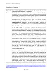 Document B – Response Template  SECTION 1 - Article 9(1) Question 1 Answer