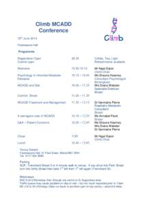 Climb MCADD Conference th June 2014