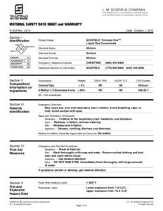 L. M. SCOFIELD COMPANY 6533 BANDINI BLVD. • LOS ANGELES, CALIFORNIASCOFIELD ROAD • DOUGLASVILLE, GEORGIAMATERIAL SAFETY DATA SHEET and WARRANTY A-434 Rev