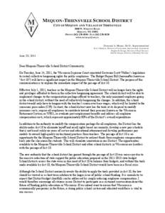 M EQUON -THIEN SVILLE S CHOOL D ISTRICT CITY OF M EQUON AN D V ILLAGE OF THIEN SVILLE 5000 W. M EQUON ROAD M EQUON , WI[removed]PHON E[removed] - FAX[removed]WWW.MTSD .K12.WI.US