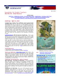 XX April 2010 Newsletter for English Teachers About the USA – Virtual Classroom In this issue:
