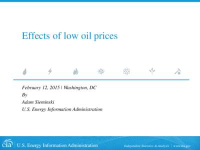 Effects of low oil prices  February 12, 2015 | Washington, DC By Adam Sieminski U.S. Energy Information Administration