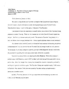 John Shemo Testimony re: Travelers Group to acquire Citicorp Federal Reserve Bank at New York June[removed]Good afternoon.