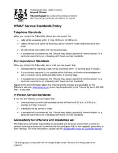 WSIAT Service Standards Policy