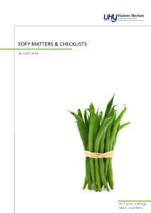 EOFY MATTERS & CHECKLISTS 30 JUNE 2014 Not your average bean counters…
