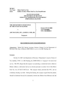 International Fuel Tax Agreement / Internal Revenue Service / Privilege tax / Illinois Bureau of Criminal Investigations / Public economics / Government / Law / Taxation in the United States / Legal terms / Taxation